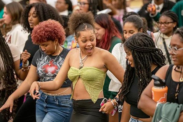 Students dance at the Multicultural Student Expo in the Baker Ballroom.